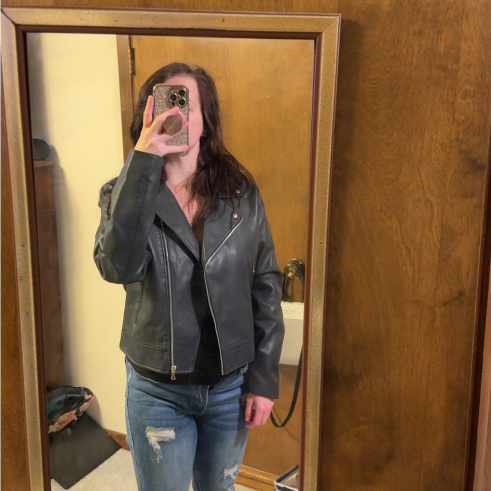 Double Zero Dark Gray Leather Jacket - image 4